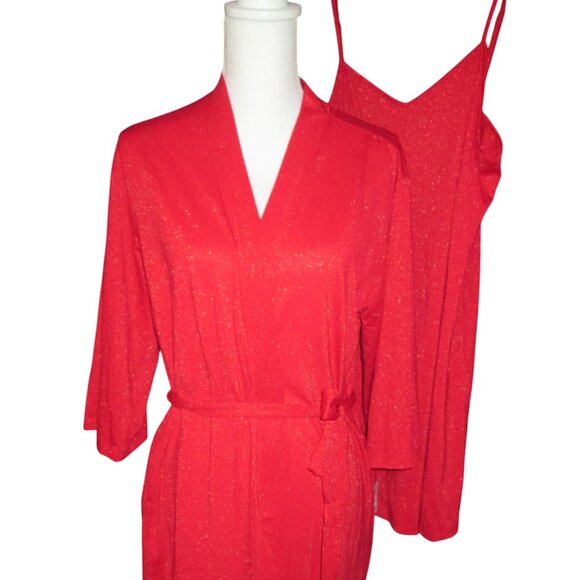 I.N.C. International Concepts 2-Pc. Sparkle Robe & Chemise Set Infrared NWT - Picture 1 of 10